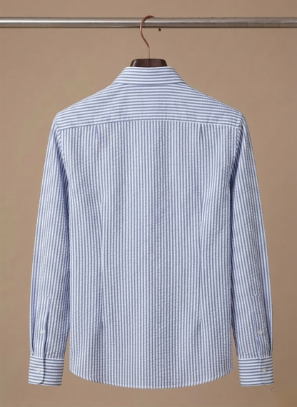 Men's Seersucker Striped Shirt – Breathable Summer Linen | Sorteva
