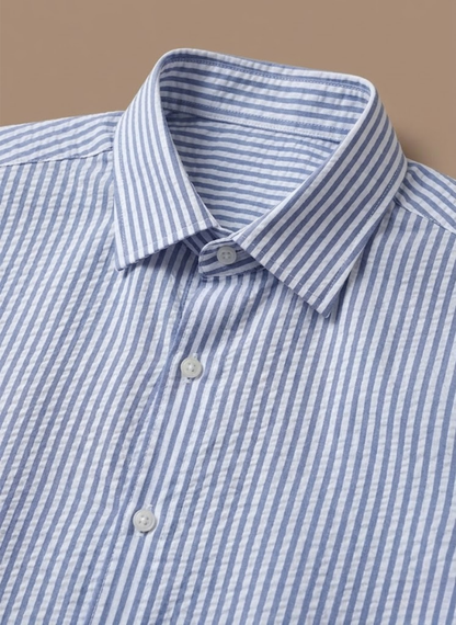 Men's Seersucker Striped Shirt – Breathable Summer Linen | Sorteva