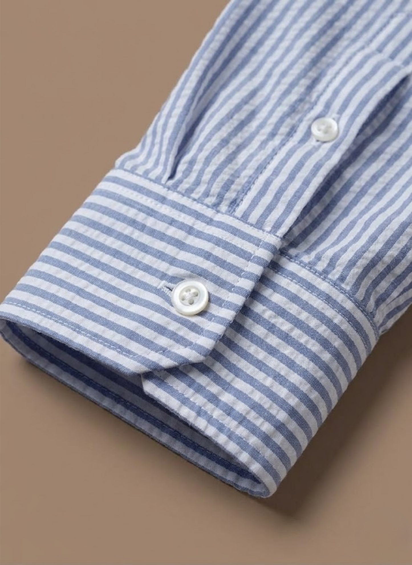Men's Seersucker Striped Shirt – Breathable Summer Linen | Sorteva