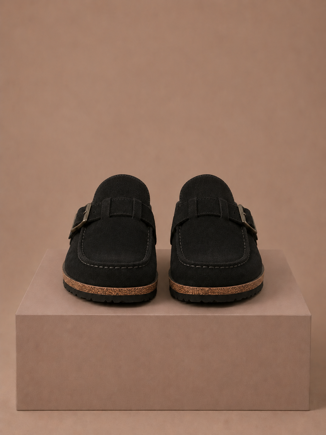 Women's Suede Mule Clogs – Buckle Detail Slip-On | Sorteva