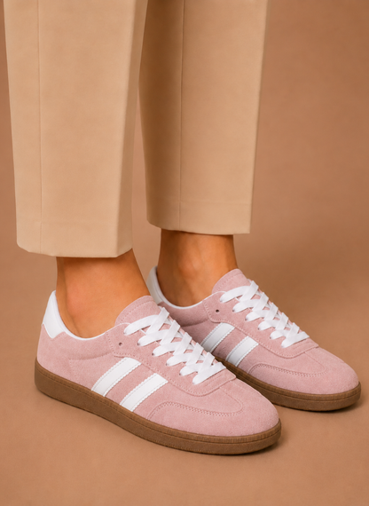 Women's Lace-Up Suede Sneakers – Retro Casual Everyday | Sorteva