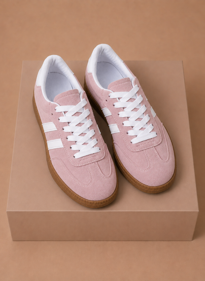 Women's Lace-Up Suede Sneakers – Retro Casual Everyday | Sorteva