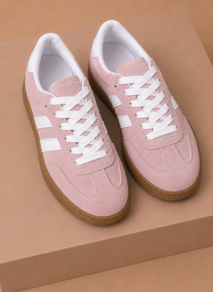 Women's Lace-Up Suede Sneakers – Retro Casual Everyday | Sorteva