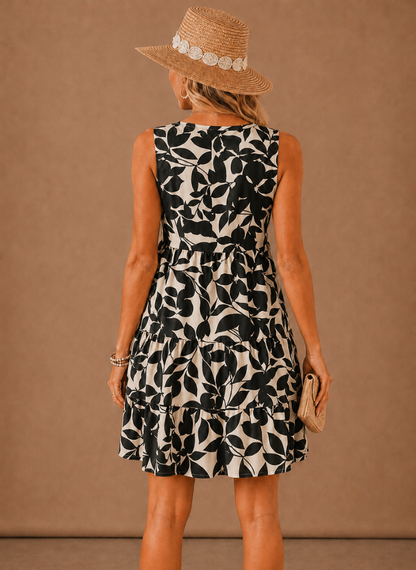 Women's Floral Tiered Mini Dress – Sleeveless Summer | Sorteva