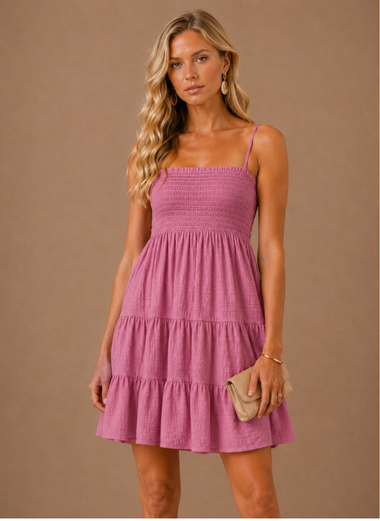 Women's Smocked Mini Dress – Tiered Summer Casual | Sorteva
