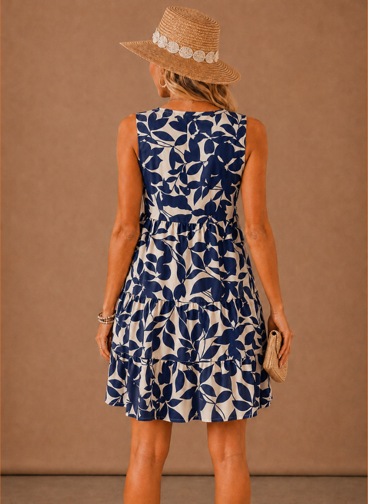 Women's Floral Tiered Mini Dress – Sleeveless Summer | Sorteva