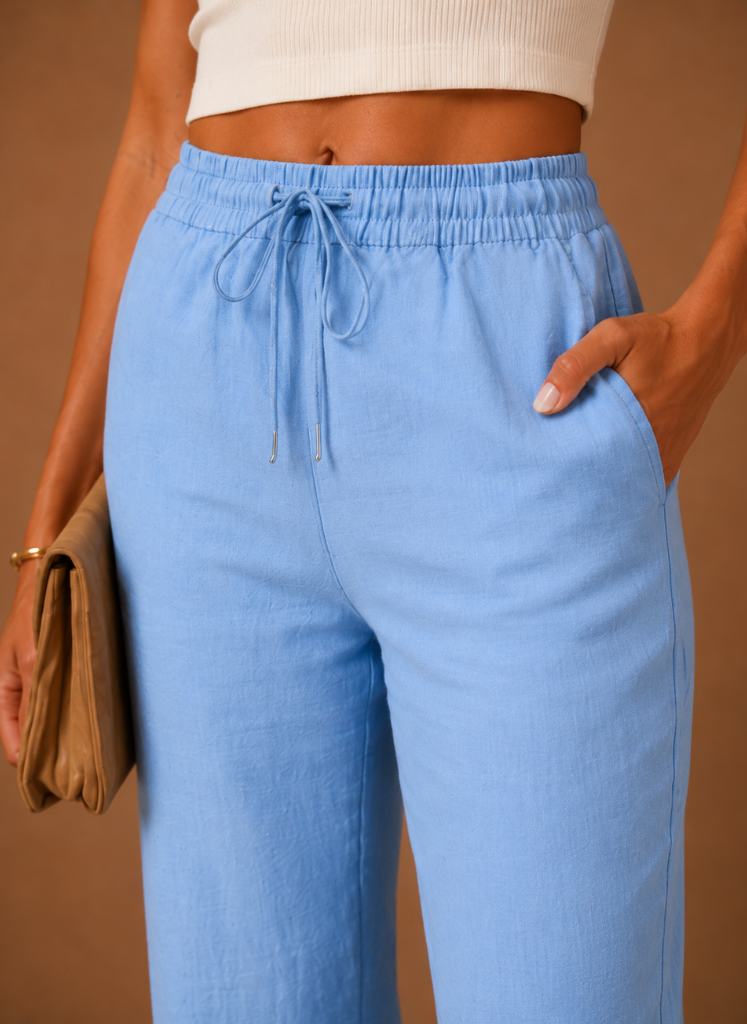 Women's Linen Trousers – Relaxed Elastic Waist Casual | Sorteva