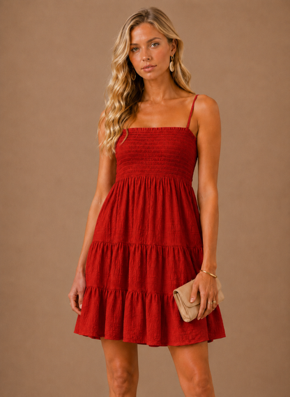 Women's Smocked Mini Dress – Tiered Summer Casual | Sorteva