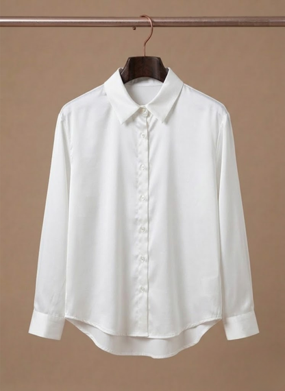 Women's Satin Blouse – Long Sleeve Elegant Button Shirt | Sorteva