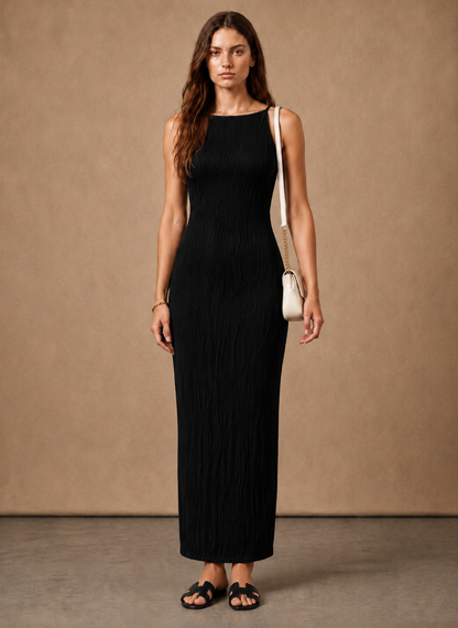 Women's Sleeveless Maxi Dress – Slim Fit Textured Summer | Sorteva