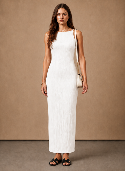 Women's Sleeveless Maxi Dress – Slim Fit Textured Summer | Sorteva