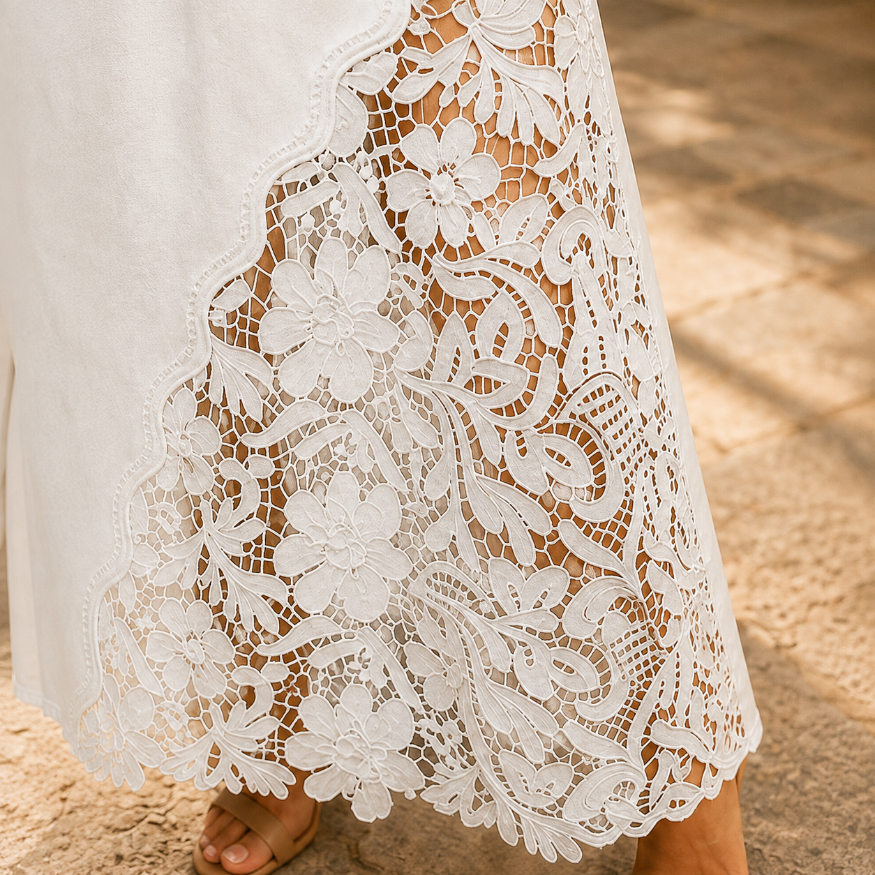 Solenne™ Lace Denim Maxi Skirt