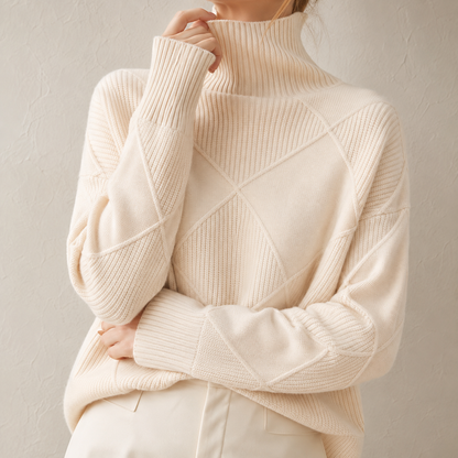 Luciana Diamond-Knit Turtleneck