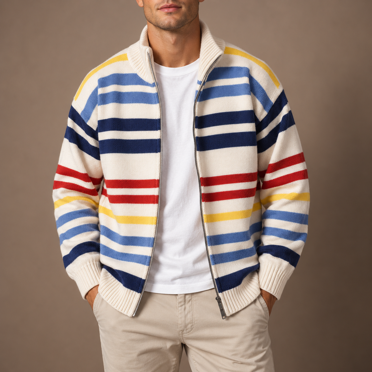 Emmett Striped Zip Cardigan