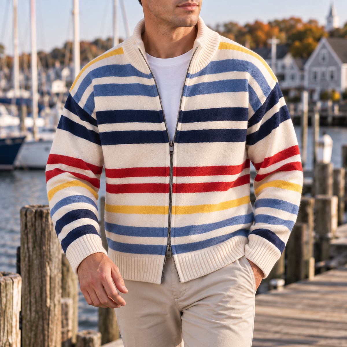 Emmett Striped Zip Cardigan