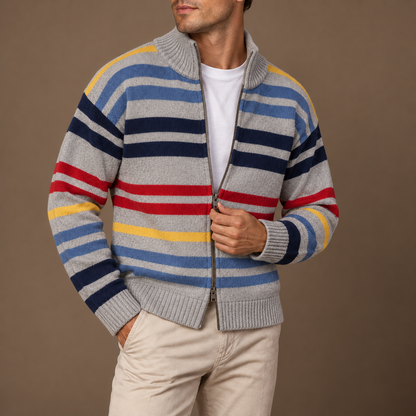 Emmett Striped Zip Cardigan