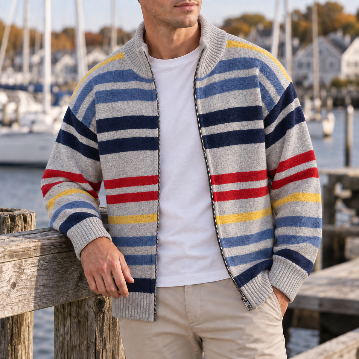 Emmett Striped Zip Cardigan