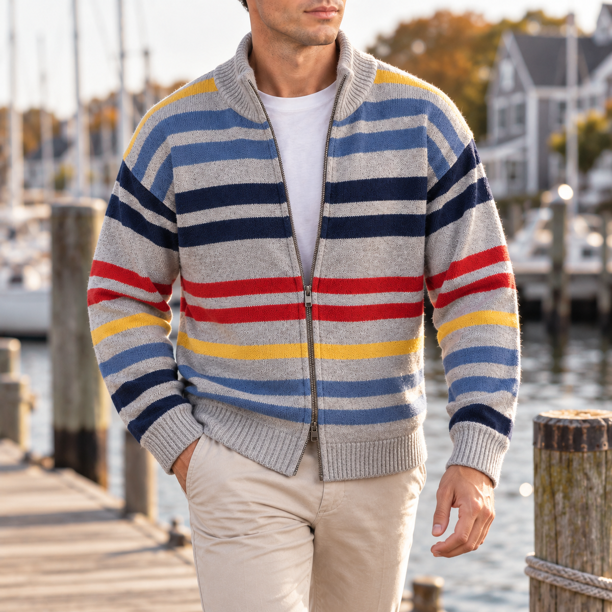 Emmett Striped Zip Cardigan