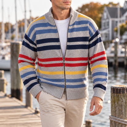 Emmett Striped Zip Cardigan