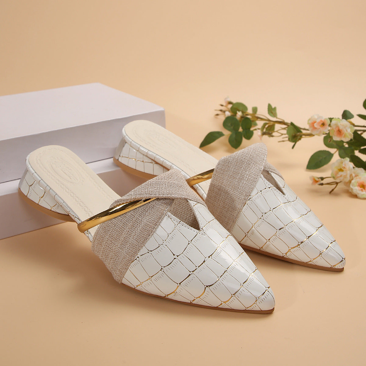AURORA CROC SLIP-ON MULES