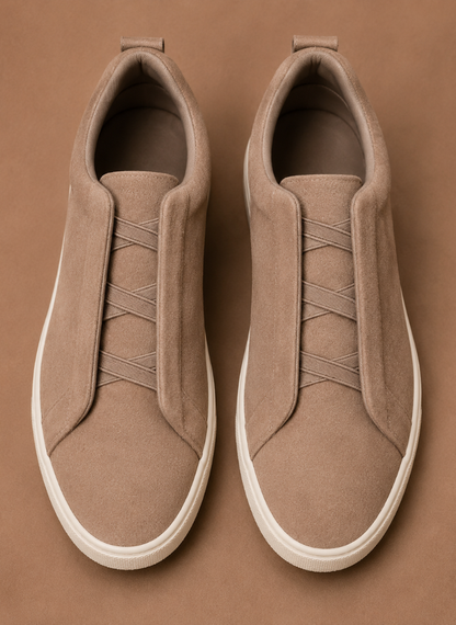 Men's Laceless Suede Sneakers – Slip-On Casual Shoes | Sorteva