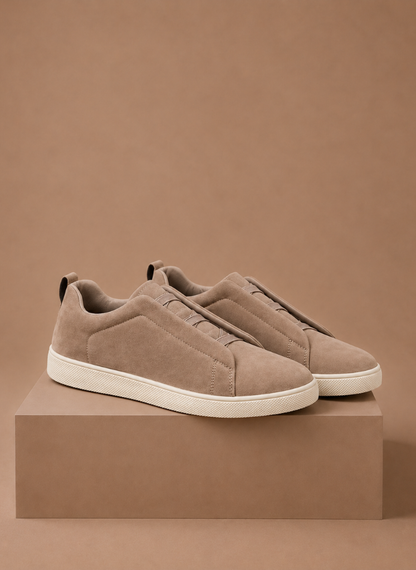 Men's Laceless Suede Sneakers – Slip-On Casual Shoes | Sorteva