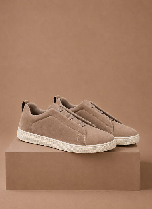 Men's Laceless Suede Sneakers – Slip-On Casual Shoes | Sorteva