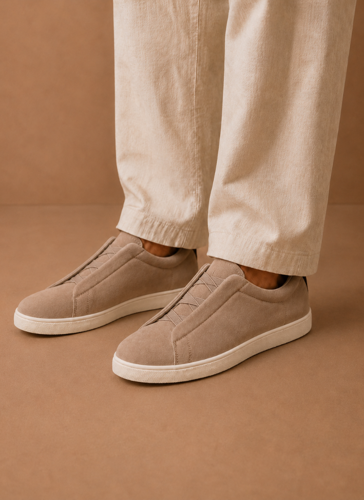 Men's Laceless Suede Sneakers – Slip-On Casual Shoes | Sorteva