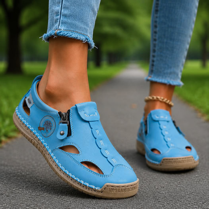 Evelyn™ — Hand-Stitched Slip-On Summer Loafers | No-Bend Zipper, Breathable & Cool All-Day Comfort