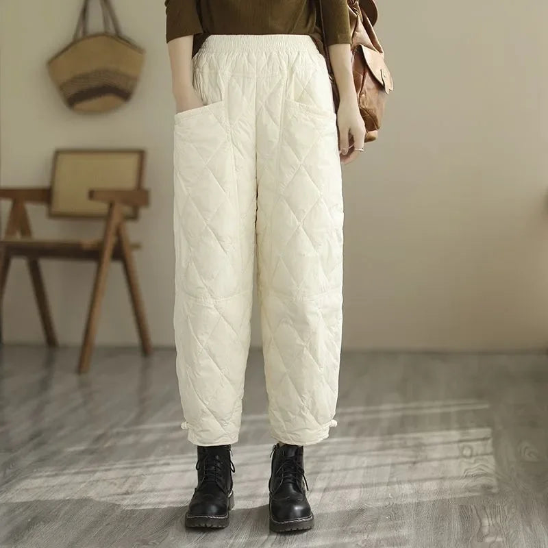 Nolan Diamond-Quilted Puff Pants