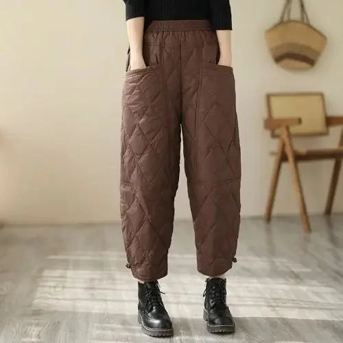 Nolan Diamond-Quilted Puff Pants