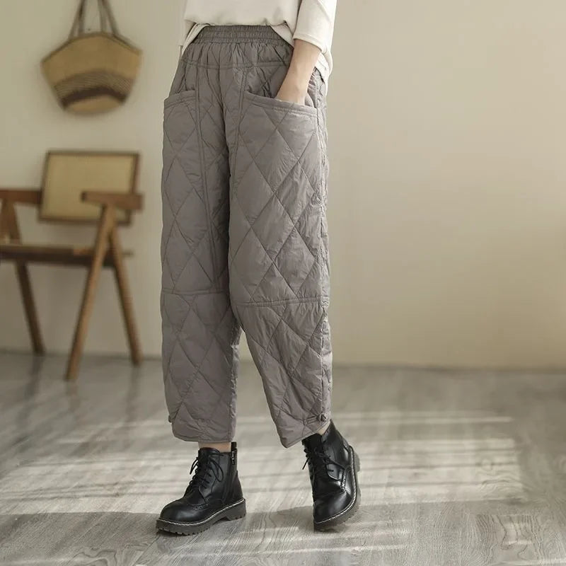 Nolan Diamond-Quilted Puff Pants