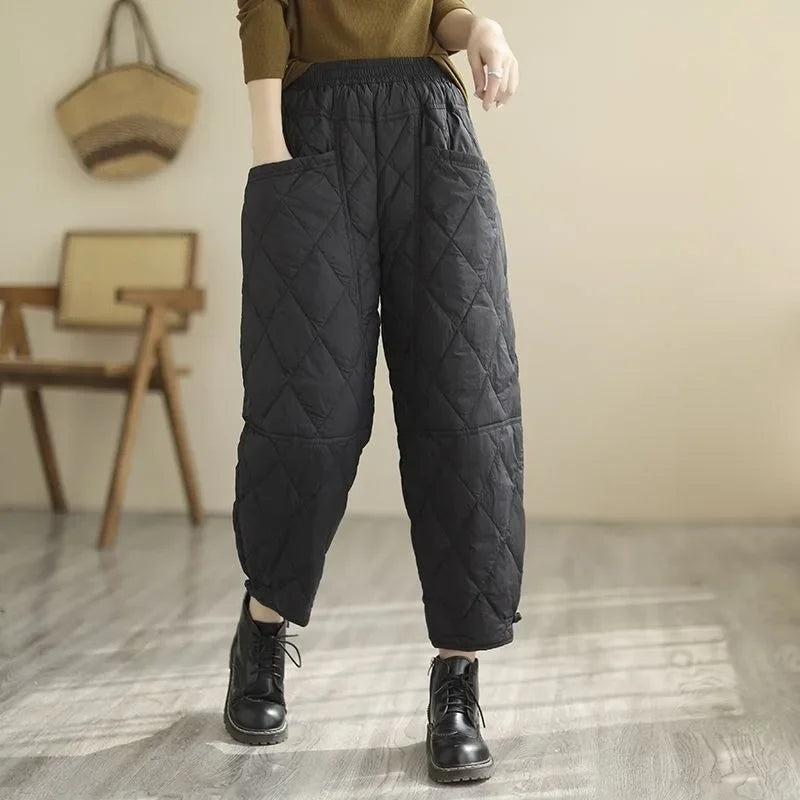 Nolan Diamond-Quilted Puff Pants