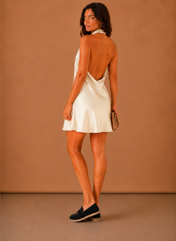 Women’s Satin Halter Mini Dress – Elegant Evening Wear | Sorteva
