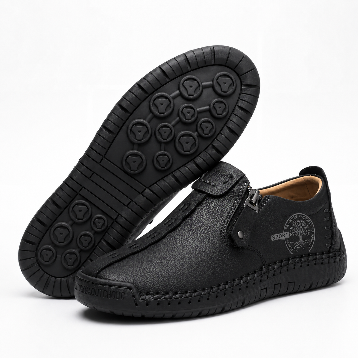 Elira™ – Hand-Stitched Slip-On Comfort Loafers | No-Bend Zipper, Wide Toe Box & All-Day Comfort