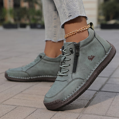 Eleanor™ – Hand-Stitched Slip-On Comfort Sneakers  | No-Bend Zipper, Wide Toe Box & All-Day Comfort