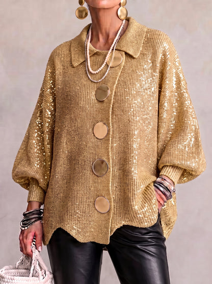 Karina - Oversized Collared Button Cardigan